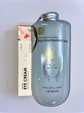 Glamfox Rice Glow Niacinamide Toner & Double Effect Retinol + Collagen Eye Cream